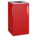 A red rectangular trash can with white text that says "Trash" on it.