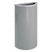 An Ex-Cell Kaiser black tie hammered grey half round trash can with a lid.