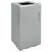 A black square Ex-Cell Kaiser trash receptacle with a hammered grey lid.