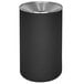 A black Ex-Cell Kaiser Premier Series steel trash can with a silver lid.