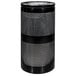 A black Ex-Cell Kaiser Landscape Series waste receptacle with black stripes and silver accents.