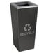 A black Ex-Cell Kaiser Metro Collection recycling bin with a recycle symbol on it.