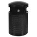 A black Ex-Cell Kaiser Landscape Series trash can with a dome top.