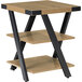 A Safco Mirella sand dune end table with shelves on it.