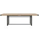 A Safco Mirella rectangular conference table with a sand dune finish and black metal frame.