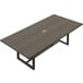 A Safco Mirella rectangular conference table in Southern Tobacco with metal legs.