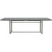 A Safco Mirella rectangular conference table with a stone gray finish and metal frame.