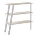 A white Safco Mirella 3-shelf bookshelf with silver legs.