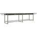 A Safco Mirella stone gray rectangular standing conference table with two tiers.