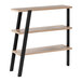 A Safco Mirella 3-shelf bookshelf in sand dune with black and wood legs.