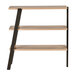 A Safco Mirella 3-shelf bookshelf with wood shelves and black metal legs.