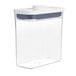 a clear plastic container with a white lid