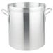 A large silver Vollrath stock pot with two handles.