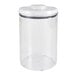 An OXO Good Grips clear plastic container with a white lid.