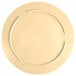 A tan melamine divided server with a circular design on the bottom.