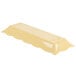 A white rectangular Venetian scalloped melamine display tray with a yellow edge.