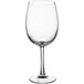 An Arcoroc wine glass with a stem and clear bowl.