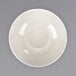 An International Tableware ivory stoneware bowl with a small rim on a gray background.