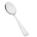 A close-up of a Vollrath Queen Anne stainless steel teaspoon with a white background.