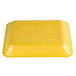 A yellow rectangular CKF foam meat tray with the number 4 on it.