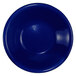 A blue bowl with a white line on the rim.