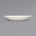 A white International Tableware Valencia narrow rim saucer.