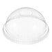 A clear plastic dome lid with a hole in it.