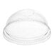 A clear plastic dome lid with a hole in it.