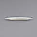 An International Tableware Catania ivory stoneware platter with blue bands on the rim.