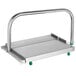 A Garde stainless steel cheese blocker with green handles.
