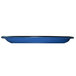 An ocean blue stoneware platter with a black rim.