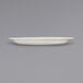 An ivory stoneware platter with a narrow rim on a white surface.