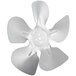 A close-up of a white Avantco evaporator fan.