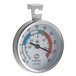 A Comark UTL80 refrigerator/freezer thermometer with a round metal dial in black and red.