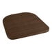 A Lancaster Table & Seating copper and walnut wood cafe chair with a wooden surface and curved edge.