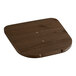 A Lancaster Table & Seating cafe chair with a walnut wood seat and screws.