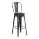 A Lancaster Table & Seating black metal barstool with a black wood seat.