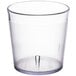 A clear plastic tumbler with a small bottom.