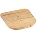 A Lancaster Table & Seating Ruby Red Cafe Chair with a natural wood seat and screws attached to a wooden board.