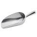 A silver scoop with a handle.
