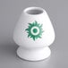 A white vase with a green Tenzo logo.