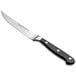 A Wusthof Classic steak knife with a black handle.