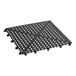 An American Metalcraft black vinyl interlocking bar tile with holes in it.