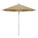 A California Umbrella linen sesame tan umbrella canopy on a metal pole.
