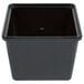 A black square melamine crock with a lid.