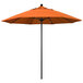 An orange California Umbrella with a black pole.