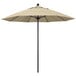 A close-up of a California Umbrella with an Antique Beige canopy and black aluminum pole.