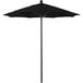 A black California Umbrella on a black metal pole.