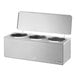 A silver stainless steel Server triple cone dip warmer with three compartments.