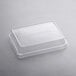 A clear rectangular Eco-Products compostable plastic lid on a clear plastic food container.